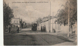 AA+ 40-(31) CASTELGINEST ( BANLIEUE DE TOULOUSE ) - AVENUE DE L'EGLISE - ANIMATION - TRAMWAY - Other & Unclassified