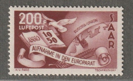 SARRE - Poste Aérienne N°13 ** (1950) Conseil De L'Europe - Nuevos