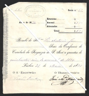 Recibo Sócio Confraria Caridade Da Freguesia S. José, Lisboa 1875. Receipt Of The Charity Confraternity Of The Parish Of - Historische Dokumente