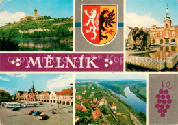 73649839 Melnik Tschechien Burg Moldau Brunnen Platz Innenstadt Moldautal Wappen - Tschechische Republik