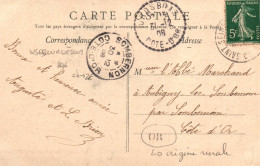 Cachet Perlé Grosbois Et Cachets Sombernon Et Saint-Seine Et OR Origine Rurale Sur Semeuse N°137 YetT - 1877-1920: Periodo Semi Moderno