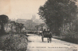 AA+ 65-(50) COUTANCES - VUE PRISE DE LA ROUTE D'AGON - ANIMATION - CARRIOLE A CHEVAL - Coutances