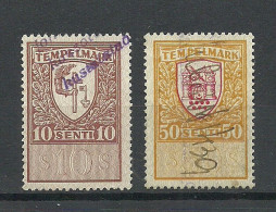 ESTLAND Estonia 1925 Revenue Tax Stamps Stempelmarken 10 & 50 Senti O - Estonia