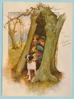 Enfants Chien Jeu Cache-cache "An April Shower" From "Old Father Time " By Harriett M. Bennett - Scènes & Paysages