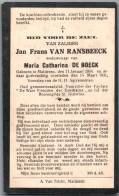 Bidprentje Malderen - Van Ransbeeck Jan Frans (1854-1931) - Images Religieuses