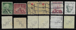 USA United States 1938/1988 6 Stamp With Perfin U/OF/M By University Of Minnesota From Minneapolis Lochung Perfore - Perforados