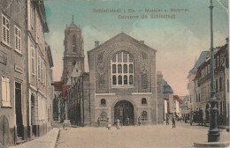 AA+ 90-(67) SOUVENIR DE SCHLESTADT , SELESTAT - MUSEE ET BIBLIOTHEQUE - ANIMATION - CARTE COLORISEE - Selestat