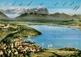 73649157 Herrsching Ammersee Mit Kloster Andechs Und Zugspitze Wettersteingebirg - Herrsching