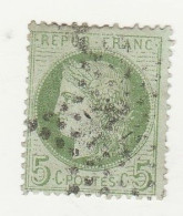 France N° 53 Ceres Dentelé III éme Rep.  Emission De Bordeaux 5 C Vert Jaune - 1871-1875 Ceres