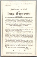 Bidprentje Mater - Reynaert Irma (1889-1919) - Images Religieuses