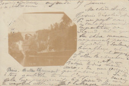 AA+ 101-(75) CARTE PHOTO  PONT DES SUICIDES - CORRESPONDANCE PARIS BUTTES CHAUMONT JUIN 1902 - Distrito: 19