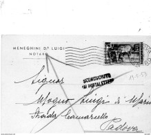 1953  CARTOLINA CON ANNULLO PADOVA + SCONOSCIUTO AL PORTALETTERE - 1946-60: Poststempel