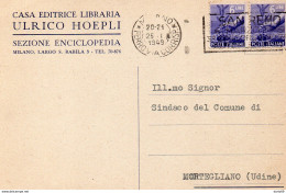 1949 CARTOLINA CON ANNULLO MILANO + TARGHETTA SAN REMO - 1946-60: Marcofilia