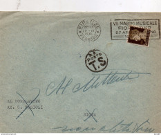 1941  LETTERA CON ANNULLO FIRENZE  + TARGHETTA VII MAGGIO MUSICALE FIORENTINO - Storia Postale