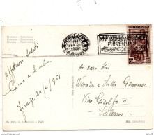 1951 CARTOLINA CON ANNULLO FIRENZE + TARGHETTA - 1946-60: Storia Postale