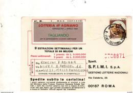 1982 CARTOLINA LOTTERIA DI AGNANO CON ANNULLO  MASSA FINALESE MO - 1981-90: Marcofilie