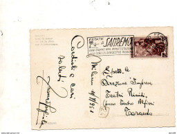 1951  CARTOLINA  CON ANNULLO MILANO + TARGHETTA ESTATE A SANREMO - 1946-60: Storia Postale