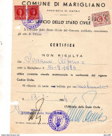 1964   CERTIFICATO CON MARCHE COMUNALI MARIGLIANO   NAPOLI - Erinnofilie