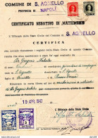 1947  CERTIFICATO CON MARCHE COMUNALE  S. AGNELLO NAPOLI - Cinderellas