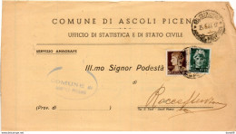 1944  LETTERA CON ANNULLO  ASCOLI PICENO - Marcophilia