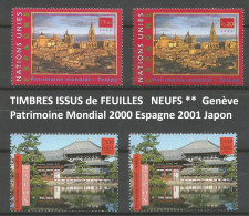 ONU Nations Unies Patrimoine Mondial ** Genève  2000 2001 Timbres Issus De Feuilles - Nuevos