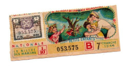 Billet De Loterie Nationale Au Profit De L'enfance Malheureuse N°053575  Tranche 7e 1944 - Billets De Loterie