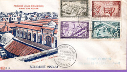 Maroc, FDC 1er Jour; 1954 ,TP PA N°94 à 97 " Solidarité 54 " Rabat;Morocco,Marruecos - Brieven En Documenten