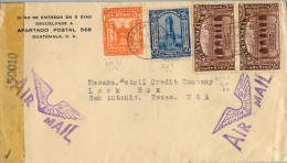 1944 GUATEMALA  - SAN ANTONIO , SOBRE CIRCULADO , CORREO AÉREO , BANDA DE CIERRE DE CENSURA - Guatemala