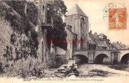 CPA MORET SUR LOING - LES REMPARTS ET LE PONT DE BOURGOGNE - Moret Sur Loing