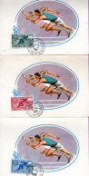 Maroc,FDC 1er Jour;1961; 3 Cartes Maximum TP N°421,422,423;sports "3èmes Jeux Panarabes, Casablanca  "Morocco,Marruecos - Marokko (1956-...)