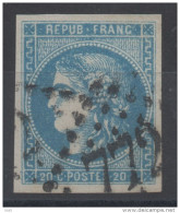 France N° 46B Ceres Emission De Bordeaux 20 C Bleu - 1870 Uitgave Van Bordeaux