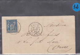 Un Timbre 15 C Type Sage   Sur Lettre   Cachet Auch  1886   Destination La Ferté Macé - 1877-1920: Periodo Semi Moderno