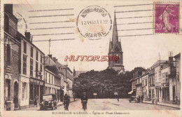 CPA MOURMELON LE GRAND - EGLISE ET PLACE CLEMENCEAU - Mourmelon Le Grand