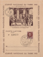 Journee Du Timbre 1943 - Montbeliard - Carte Lettre - 1921-1960: Période Moderne