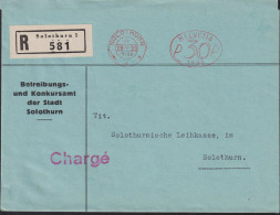 1933 Schweiz, R-Brief (FraMA)  Solothurn + HELVETIA P 30 1190, Betreibungs U. Konkursamt Der Stadt Solothurn - Affrancature Meccaniche