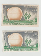 Variété 2 Timbres 1962 YT 1360 Centre De Télécommunications Variété De Couleur - Ongebruikt