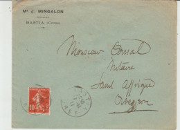 ENVELOPPE DE MAÎTRE J. MINGALON, NOTAIRE à BASTIA (CORSE) à MAÎTRE ARNAL NOTAIRE à SAINT-AFFRIQUE (12) - 1900 – 1949