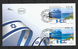 RARE 2023 Joint Israel And Guatemala, MIXED FDC ISRAEL WITH  BOTH STAMPS/TABS: Relationship / Lakes - Emisiones Comunes