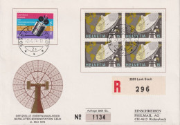 1974 Schweiz, R-Brief  Zum:CH 495+520, Mi:CH 945+988, Eröffnungs-Feier Sateliten-Bodenstation Leuk VS, N° 1134 - Lettres & Documents