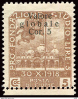 Fiume - Valore Globale 5 C. Su 5 C. N. 98g Soprastampa Spostata - Ortsausgaben/Autonome A.