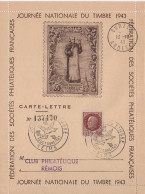 Journee Du Timbre 1943 - Reims - Carte Lettre - 1921-1960: Période Moderne