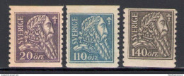 1921 SVEZIA, SVERIGE, SUEDE - N° 151-153 Liberazione Della Svezia - Effige Gust - Autres & Non Classés