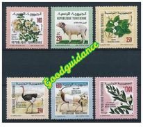 2003- Tunisia- Fauna And Flora: Wild Dog Rose, Jasmine, Ram, Ostrich, Antelope Oryx, Myrtle- Complete Set 3v.MNH** - Tunesien (1956-...)