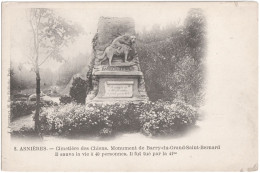 CPA DE ASNIÈRES  (HAUTS DE SEINE)  CIMETIÈRE DES CHIENS. MONUMENT DE BARRY-DU-GRAND-SAINT-BERNARD - Asnieres Sur Seine