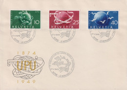 1949 Schweiz, Brief  Zum:CH 294-296, Mi:CH  522-524 UPU, 75 Jahre Weltpostverein - Lettres & Documents