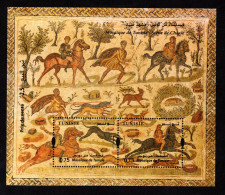 2024- Tunisia - Mosaics - Hunting- Horsemen - Dog- Rabbit- Hare - Perforated Block- MNH** - Tunisia