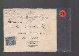 Un Timbre  15 C Type Sage   Sur Enveloppe  ( S.C )   1889  Destination  Château  D' Amenons Sarthe  Par  Vaas - 1849-1876: Classic Period