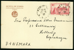 Br France, Paris 1937 Postcard > Denmark (Hotel De Paris) #bel-1053 - Cartas & Documentos