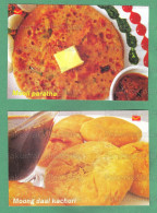 INDIA 2023 Inde Indien - INDIAN CUISINES Picture Post Card - Mooli Paratha & Moong Dal Kachori - Postcards, Food .. - Küchenrezepte