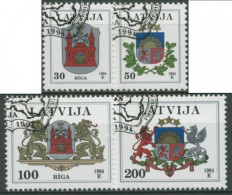 Lettland 1994 Freimarken Wappen 389/92 Gestempelt - Lettonia